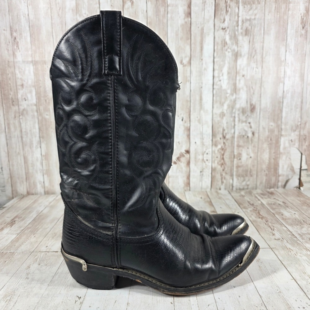 Laredo 68085 Mens Black Western Cowboy Boots Lizard Embossed Pointed Toe 8.5 D